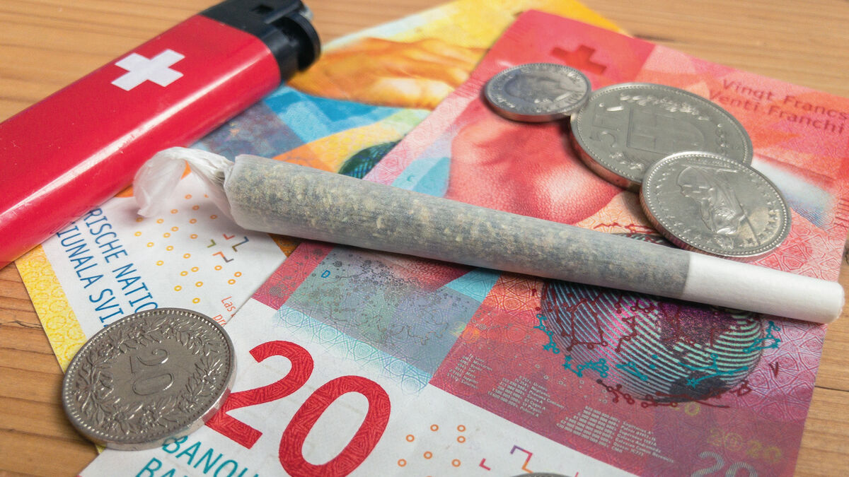 Schweizer Franken Banknoten mit Cannabis